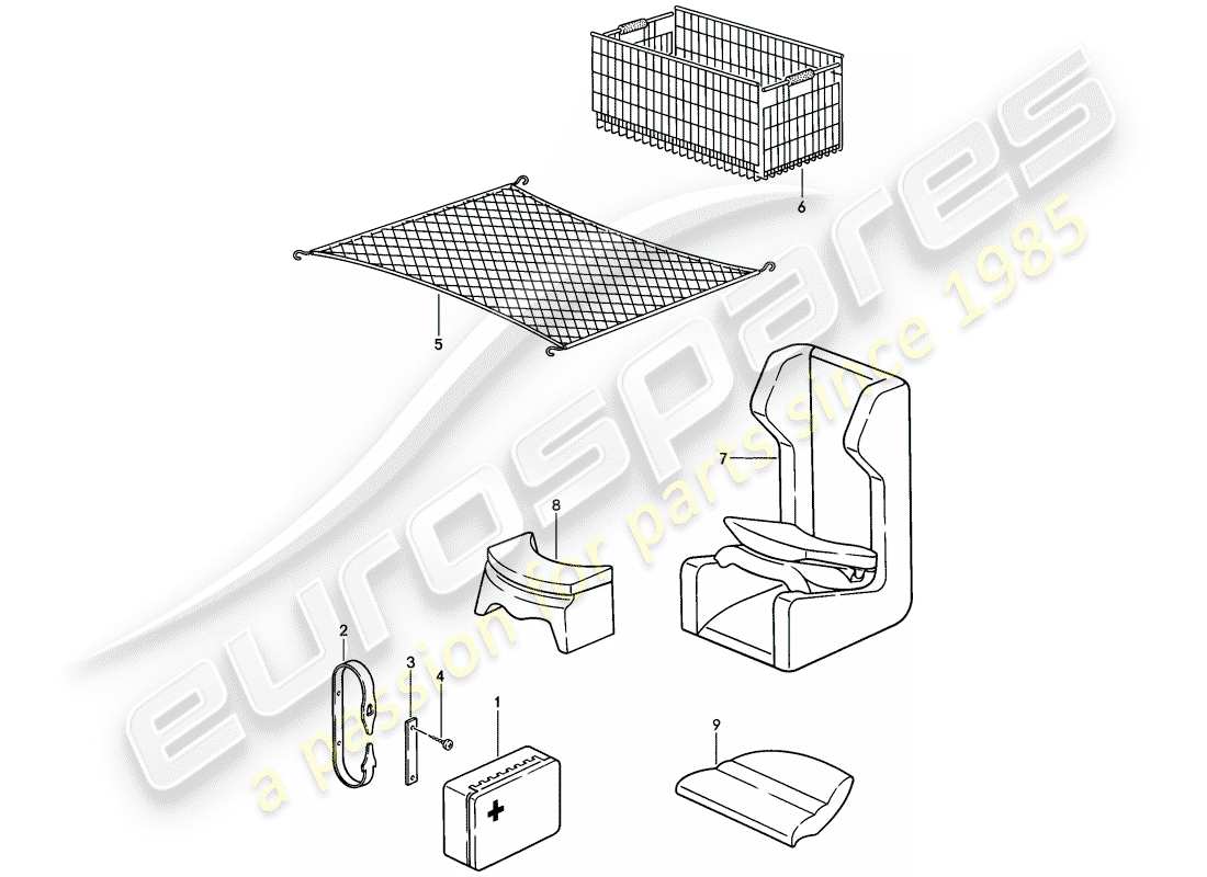 porsche 944 (1984) accessories parts diagram