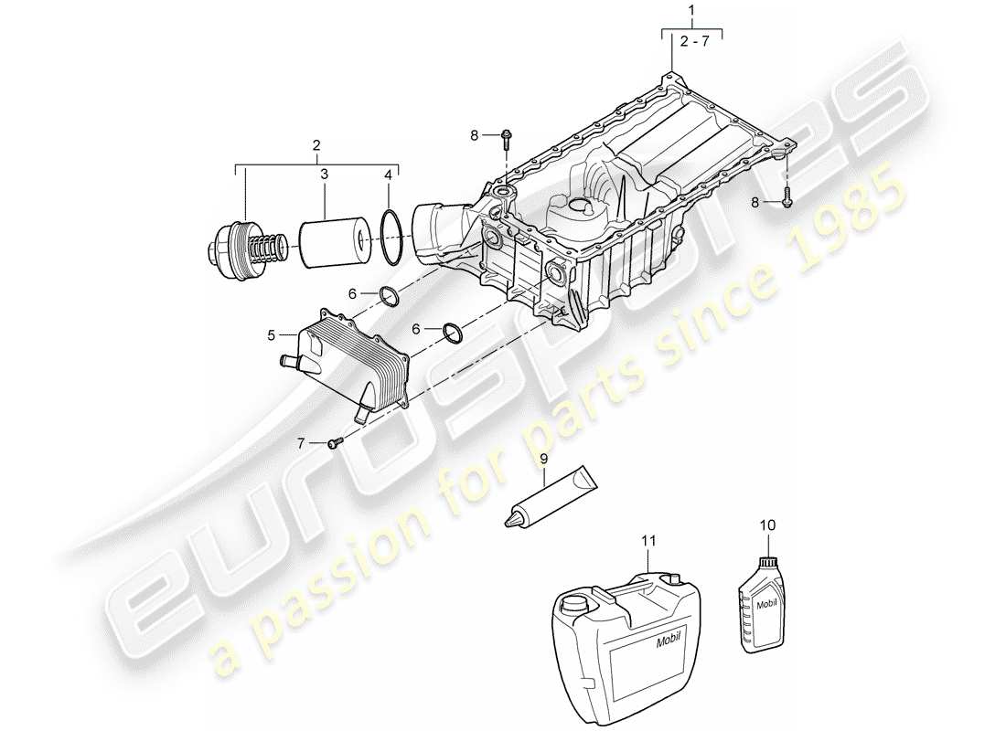 porsche cayenne (2009) oil-conducting housing part diagram