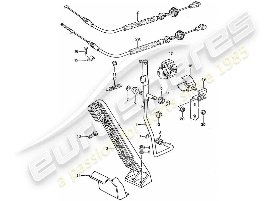 porsche 968 (1994) throttle control - accelerator cable parts diagram