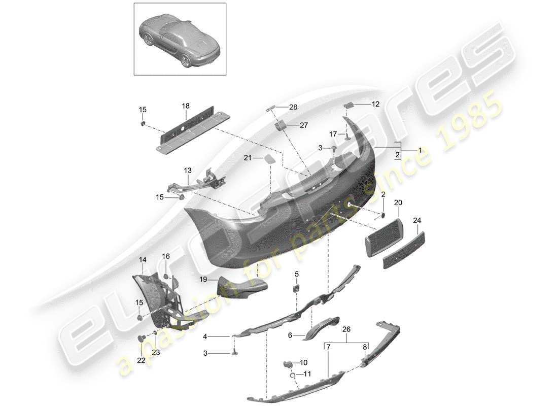 porsche boxster 981 (2013) bumper parts diagram