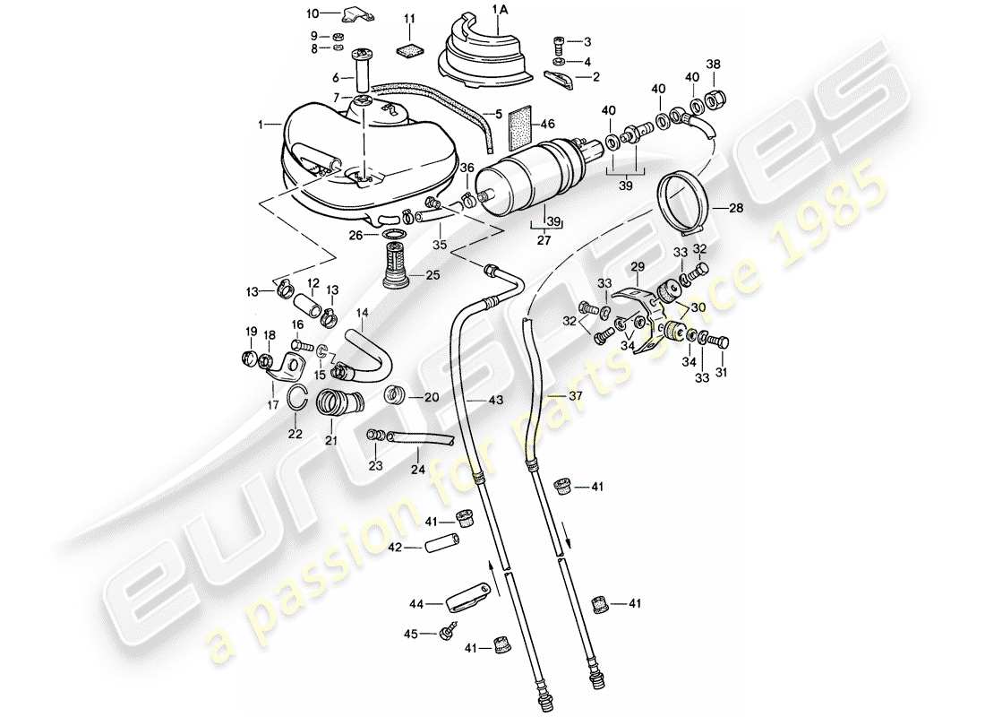 porsche 911 (1985) fuel system part diagram