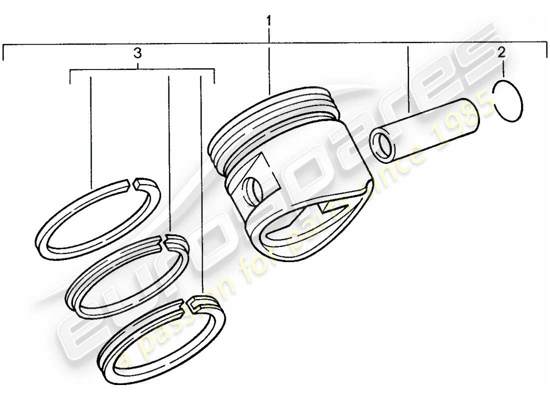 porsche 944 (1989) piston - piston rings part diagram