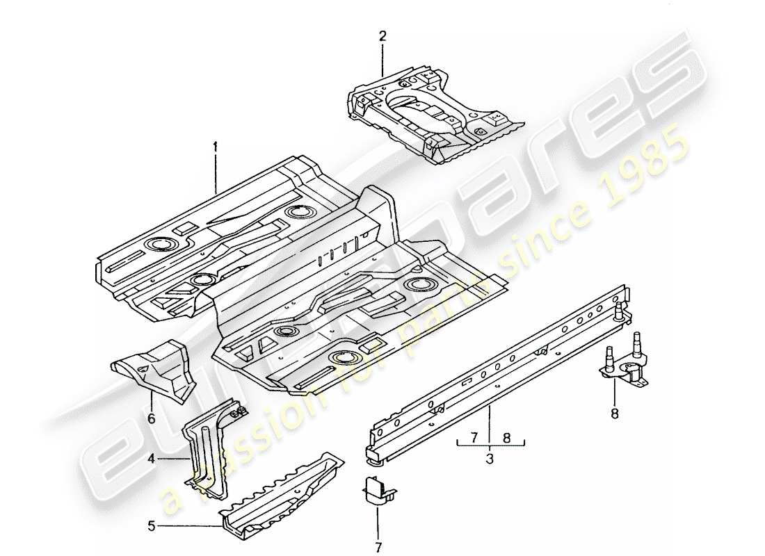 porsche 996 gt3 (2005) floor part diagram