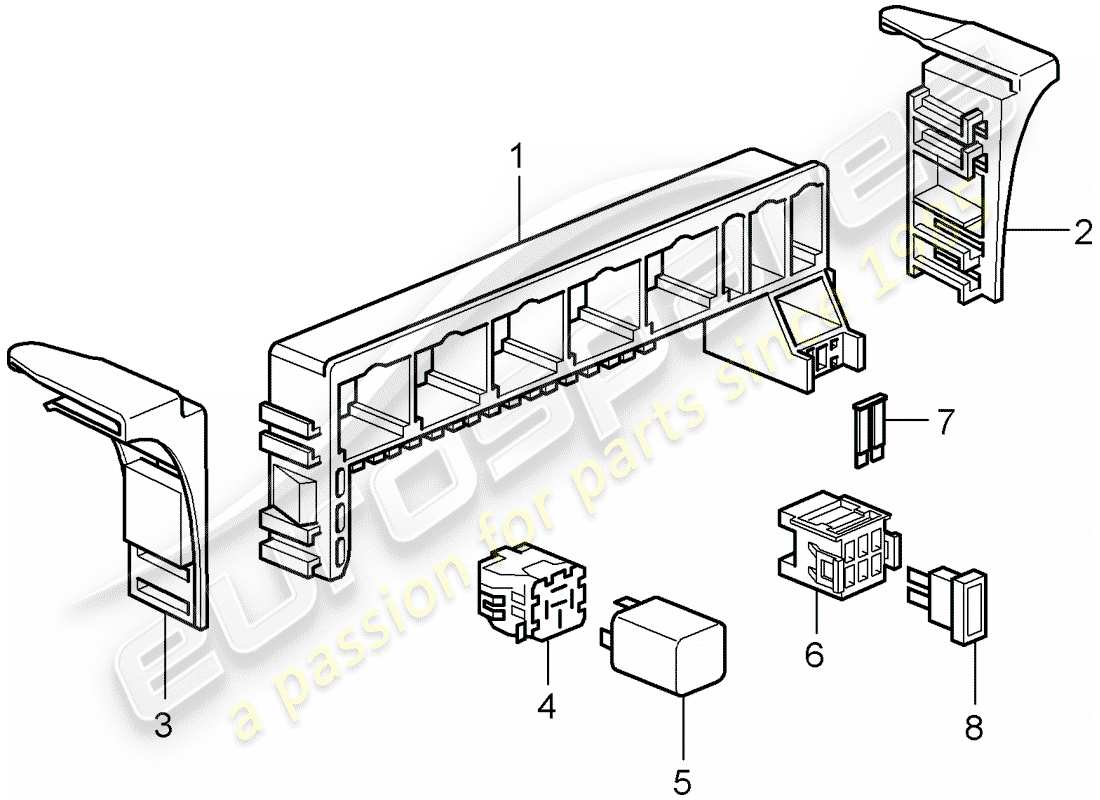 porsche cayman 987 (2006) fuse box/relay plate part diagram