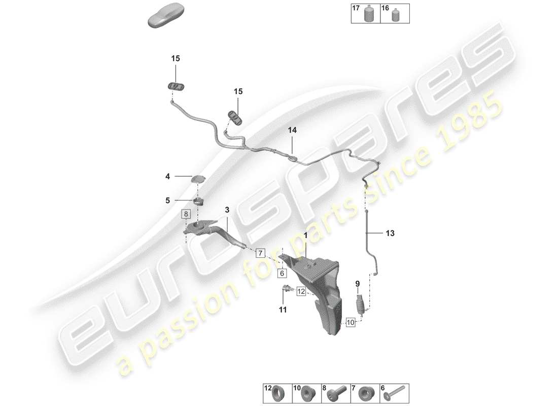 porsche 2019 windshield washer unit part diagram