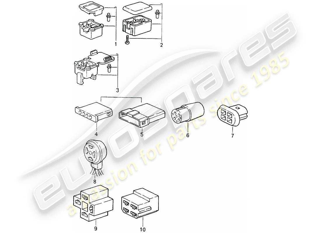 porsche 964 (1990) connector housing - 4-pole part diagram