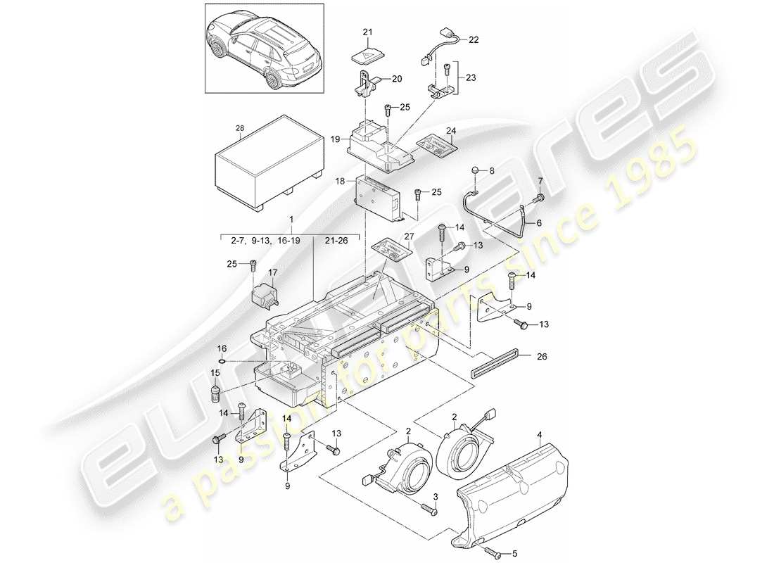 porsche cayenne e2 (2013) hybrid part diagram