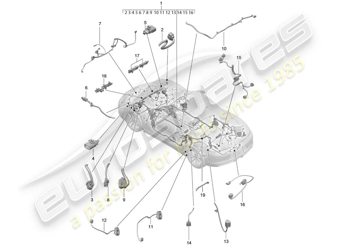 porsche boxster 981 (2013) wiring harnesses parts diagram