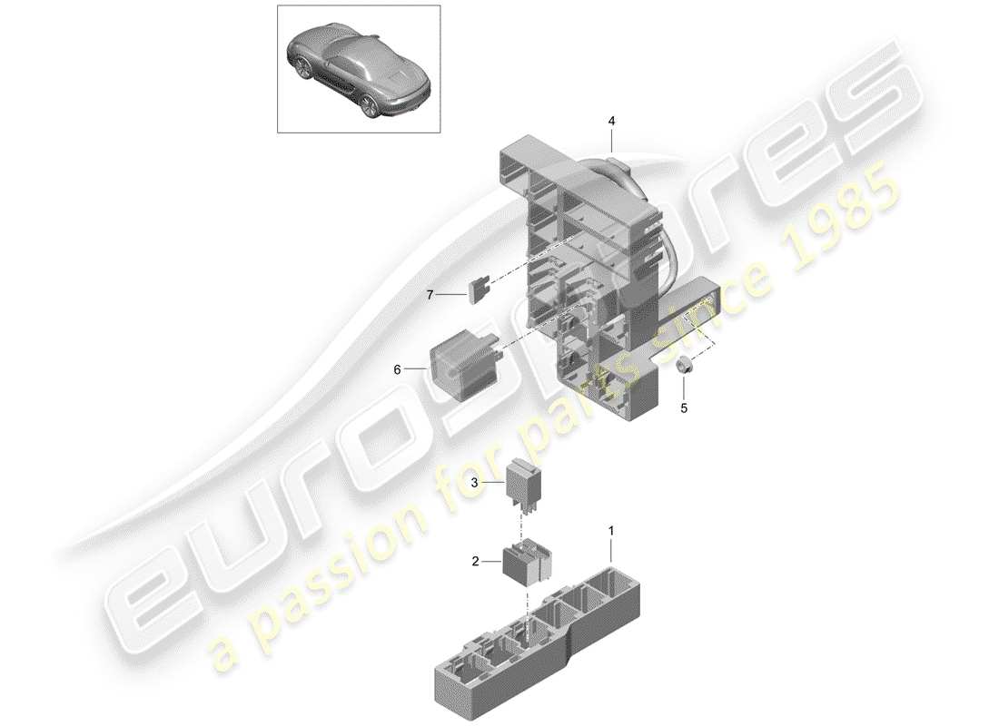 porsche boxster 981 (2013) fuse box/relay plate parts diagram