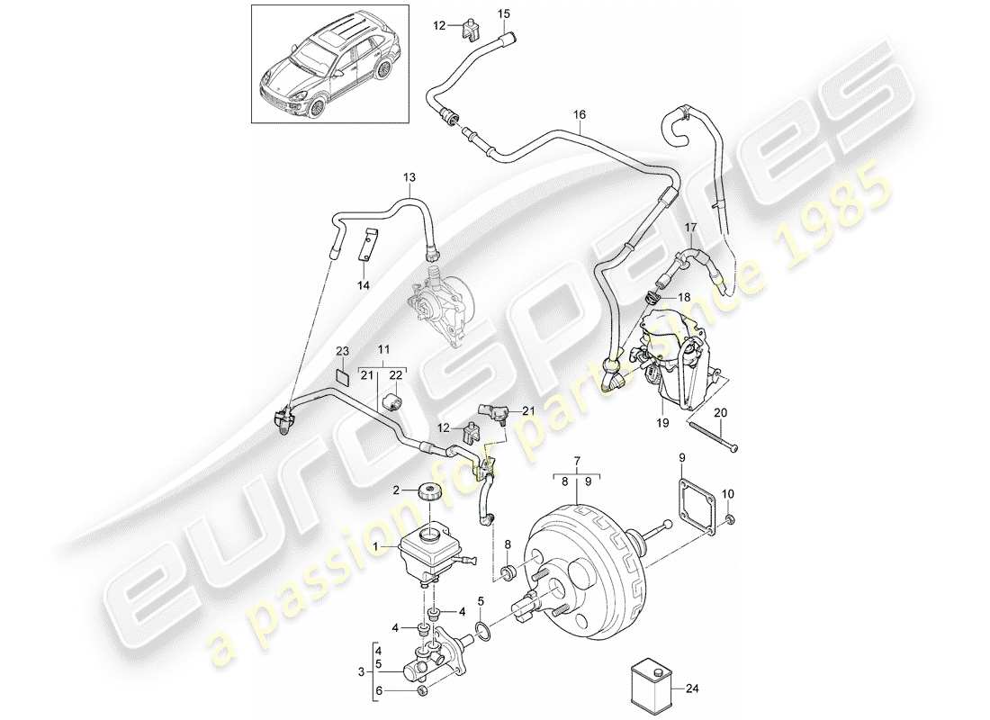 porsche cayenne e2 (2012) brake master cylinder parts diagram