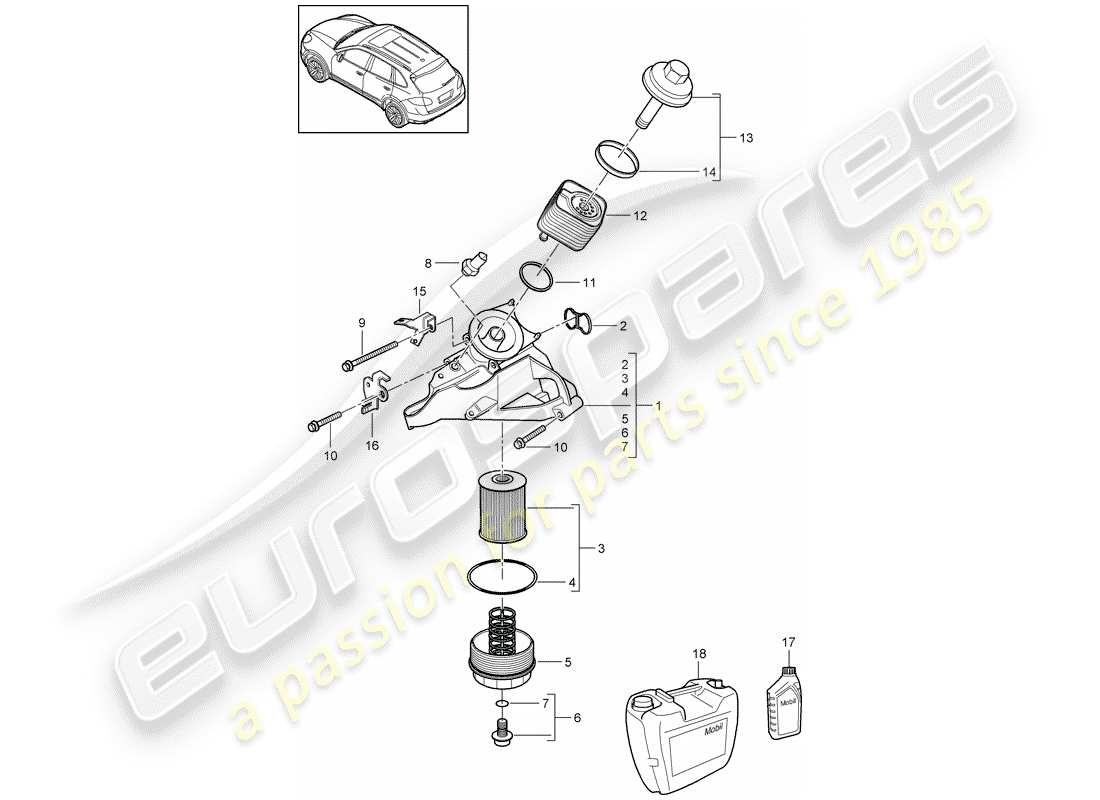 porsche cayenne e2 (2013) oil filter part diagram