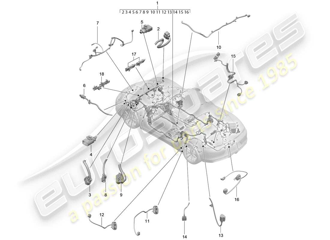 porsche boxster 981 (2015) wiring harnesses parts diagram