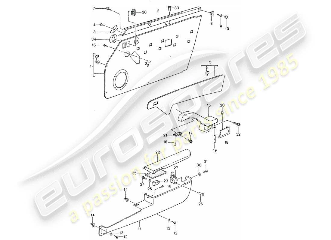 porsche 993 (1996) interior equipment - doors - d >> - mj 1996 part diagram