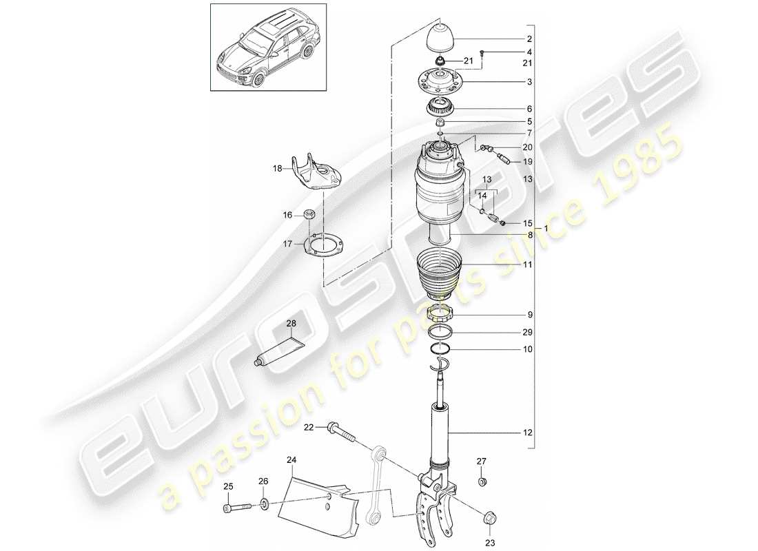 porsche cayenne e2 (2012) air spring parts diagram