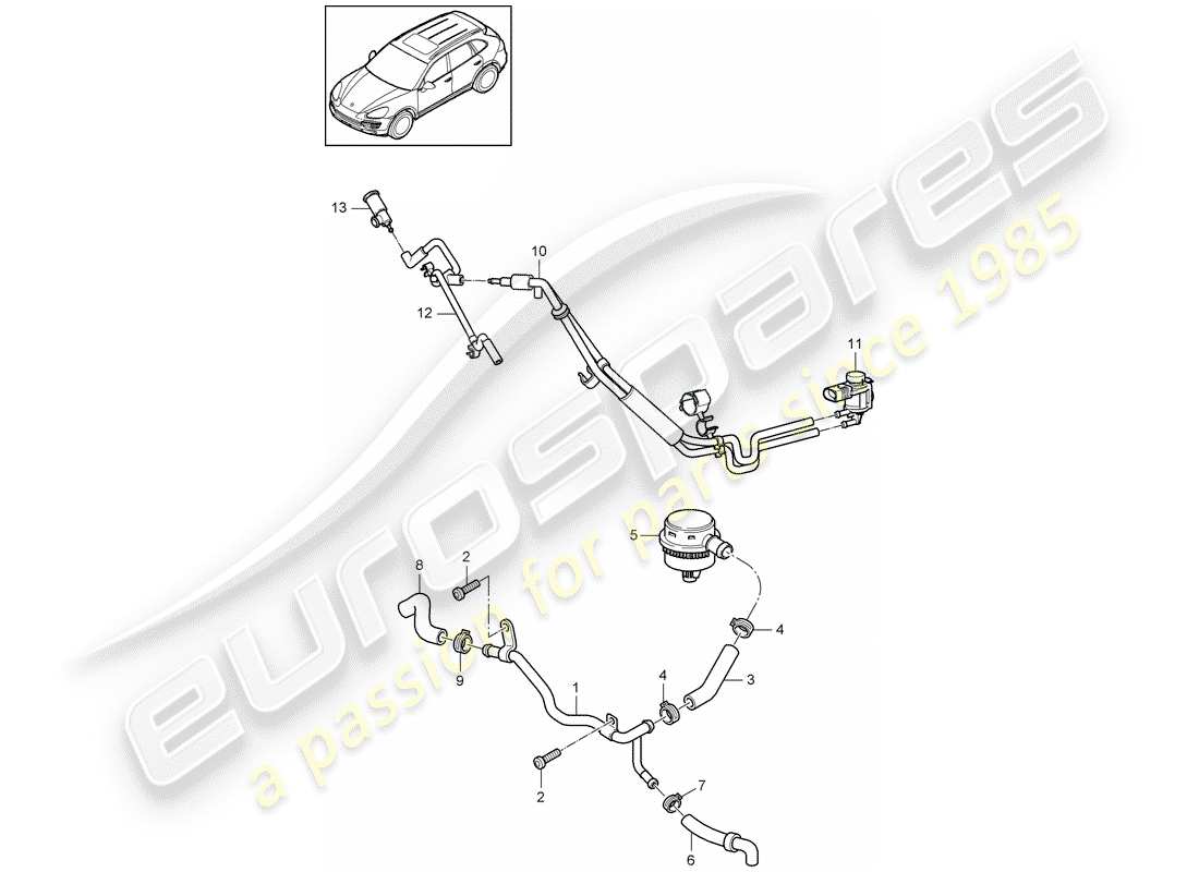 porsche cayenne e2 (2011) crankcase breather part diagram