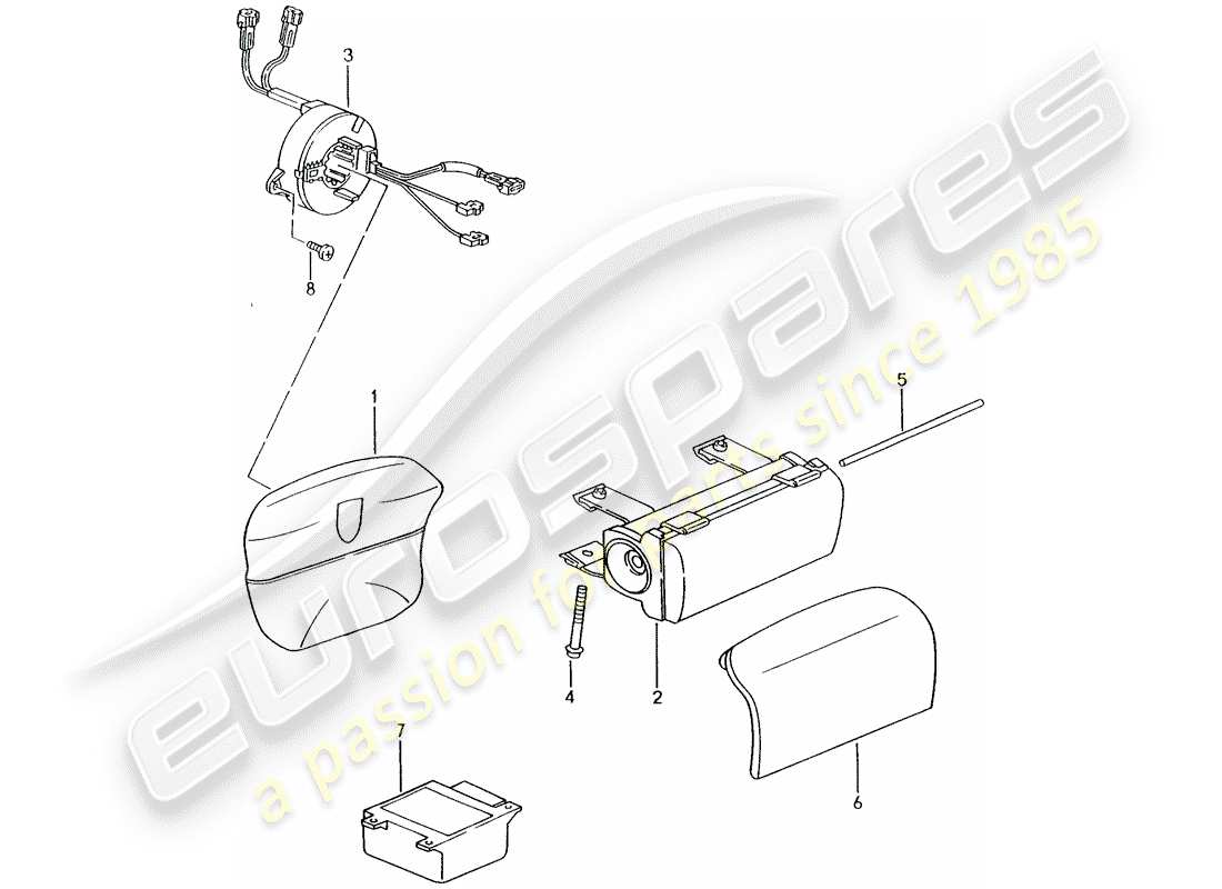 porsche 996 (2000) airbag part diagram