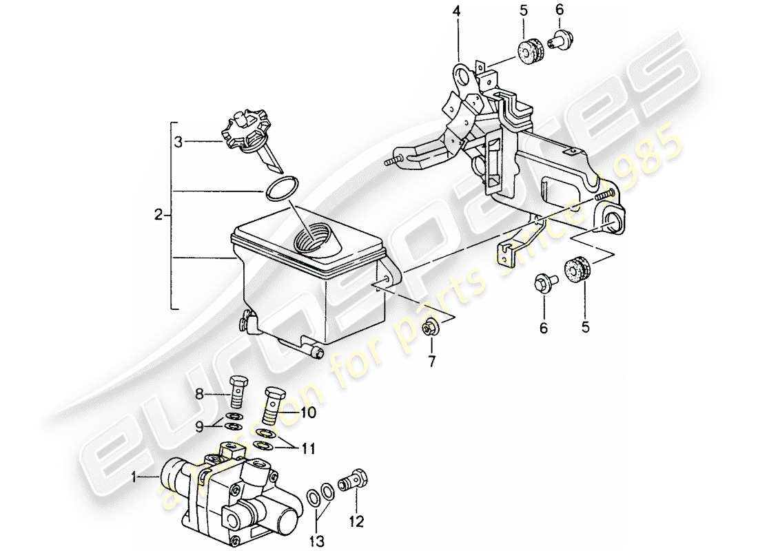 porsche 993 (1994) power steering - power-steering pump - container part diagram