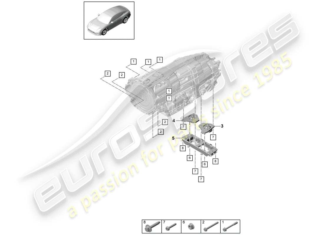 porsche panamera 971 (2020) mounting parts for engine and part diagram