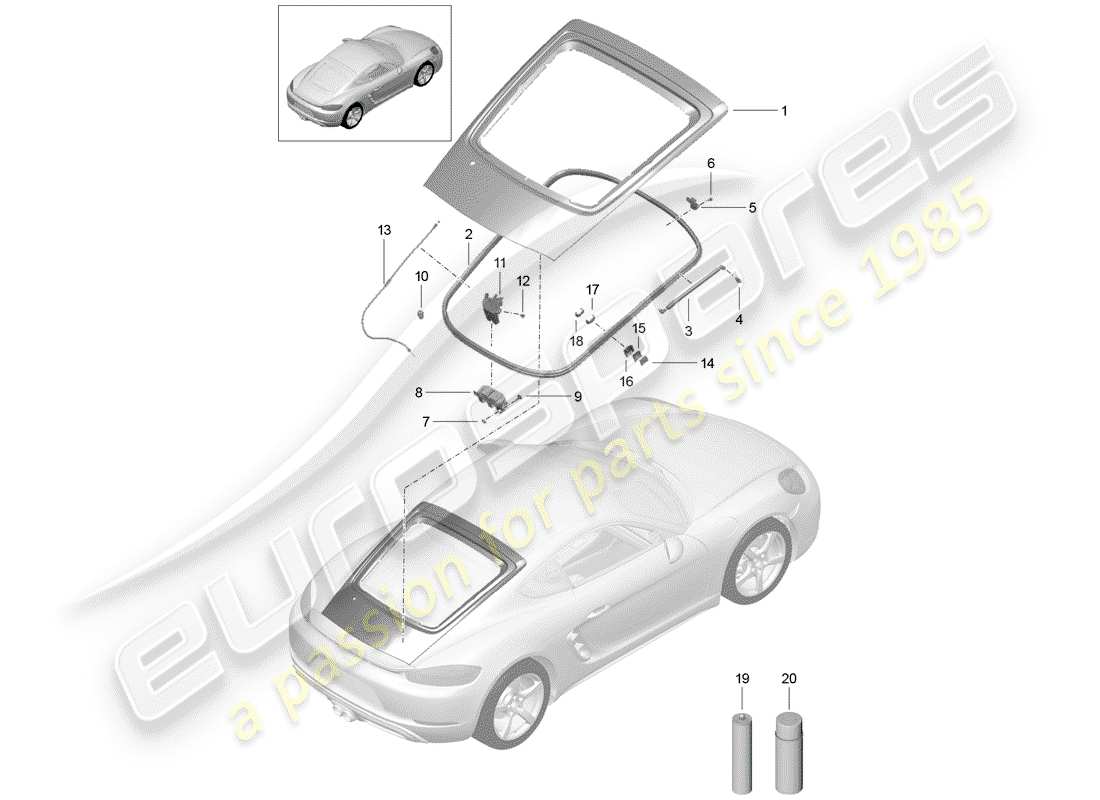 porsche 718 cayman (2018) cover parts diagram