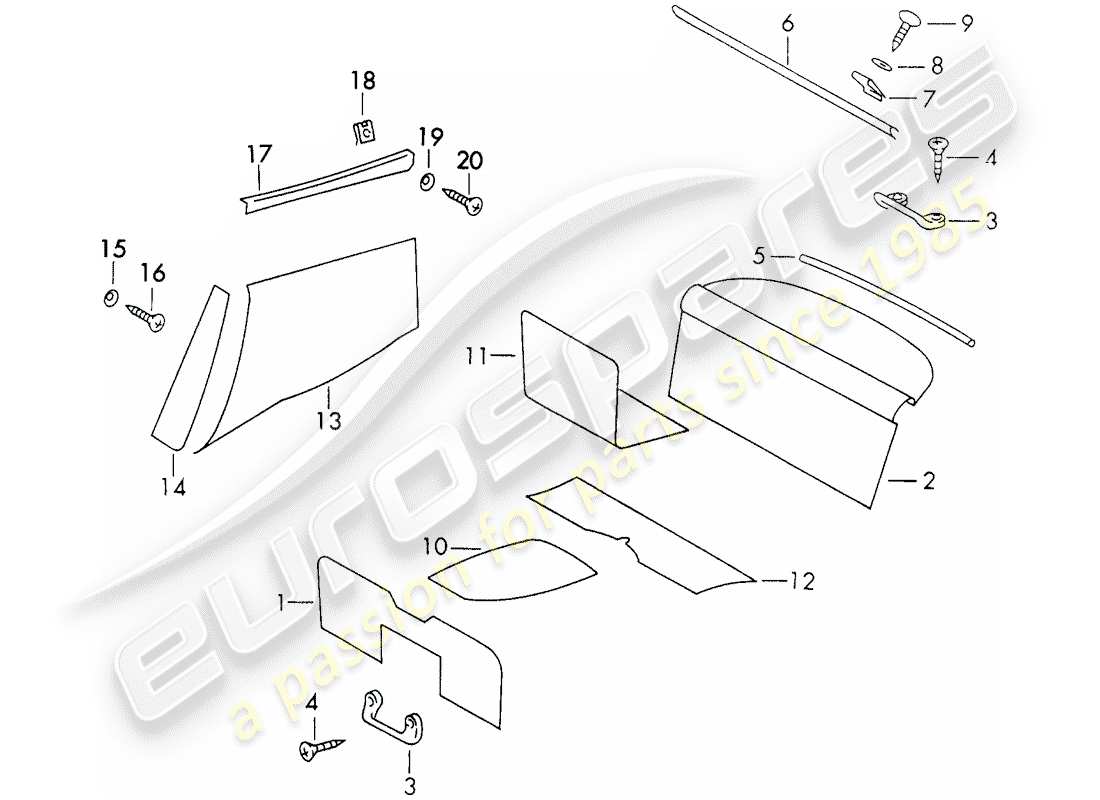 porsche 911 (1973) interior equipment part diagram