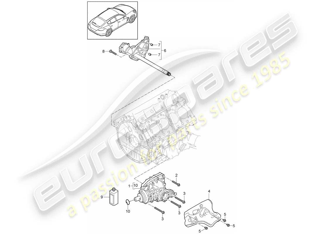 porsche panamera 970 (2016) front axle differential part diagram