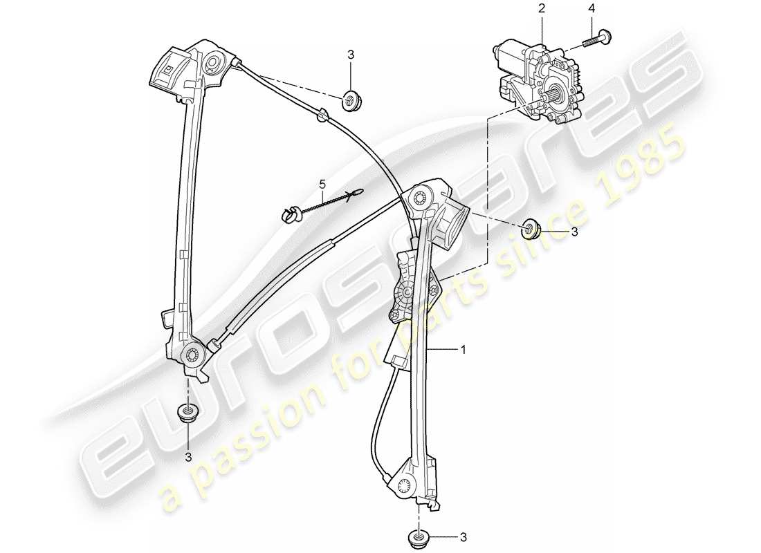 porsche cayman 987 (2006) window regulator part diagram