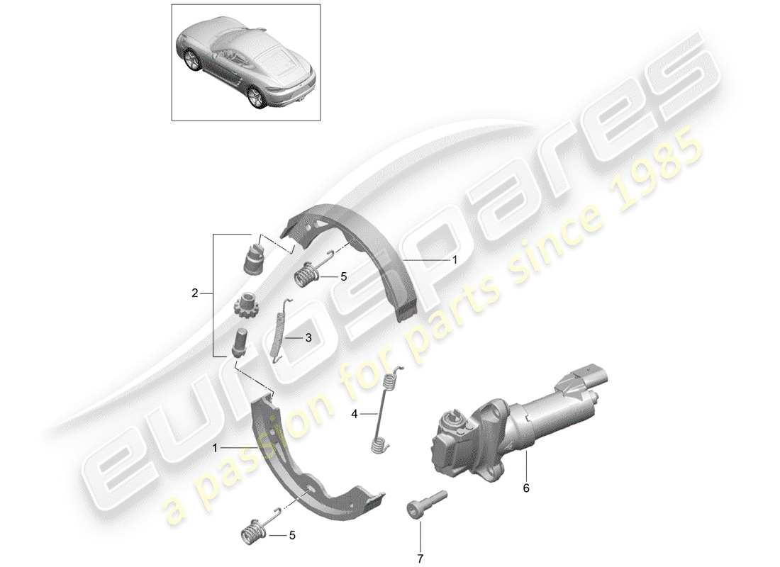 porsche 718 cayman (2019) parking brake parts diagram
