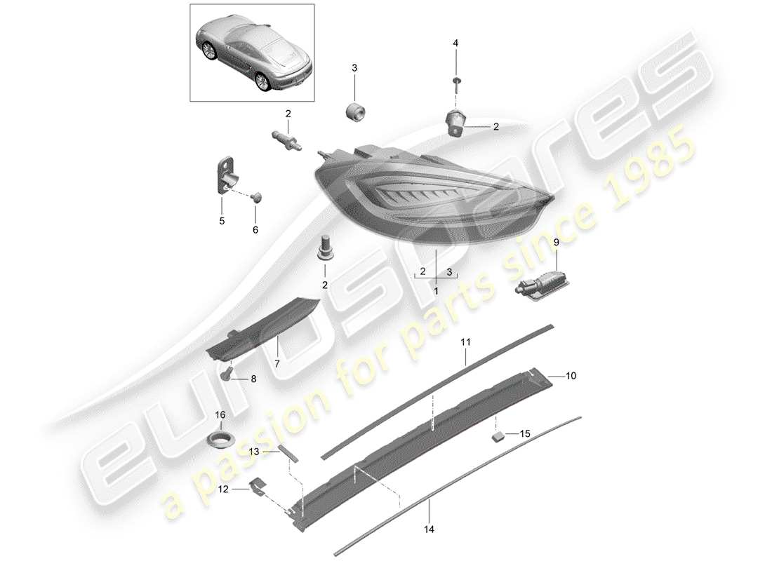 porsche cayman 981 (2016) rear light part diagram