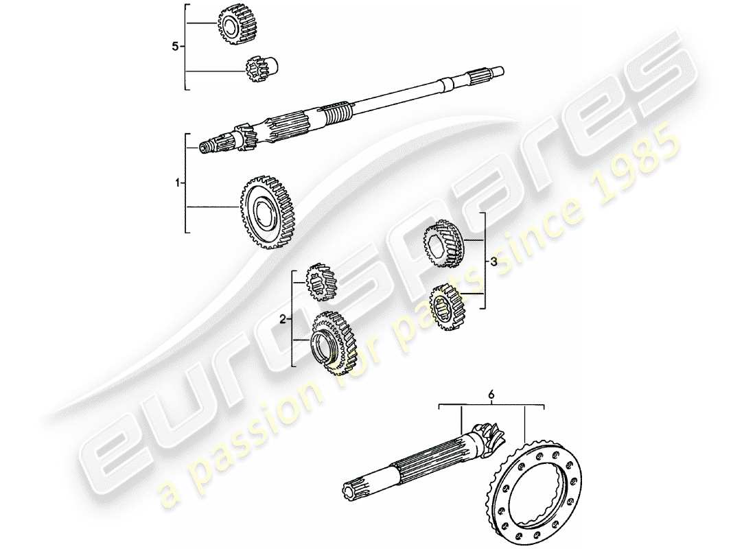 porsche 911 (1982) gear wheel sets - spm part diagram