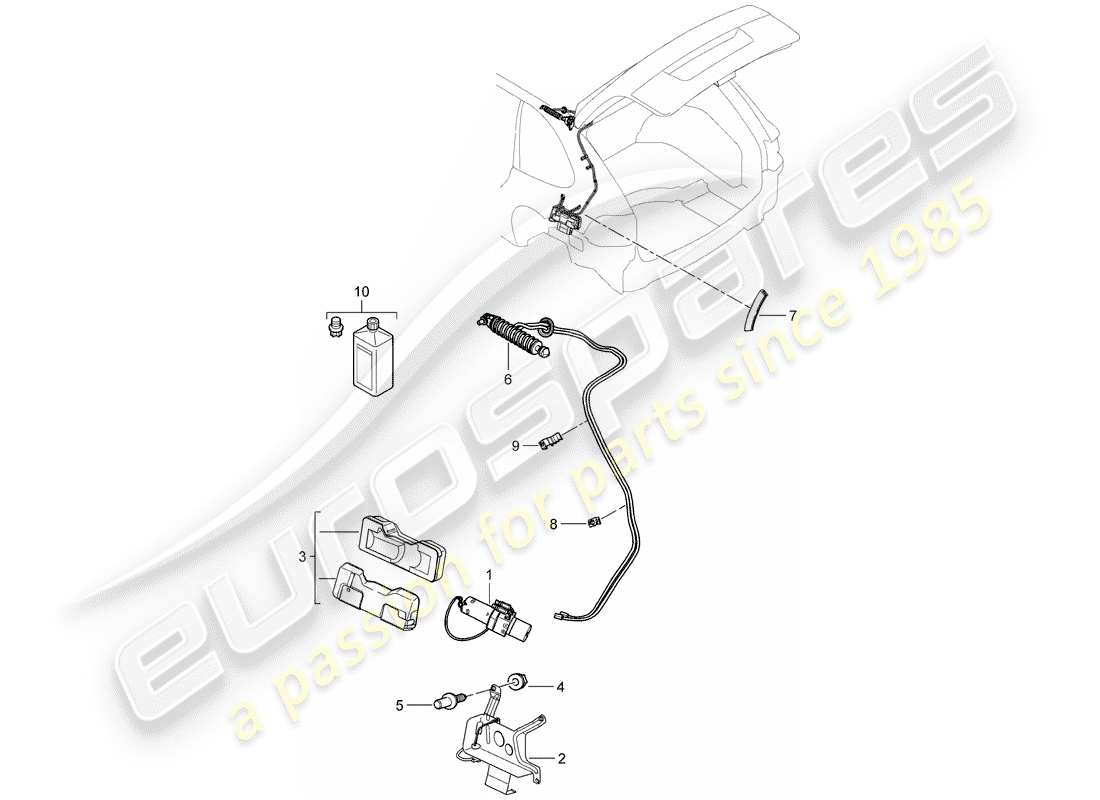 porsche cayenne (2009) rear trunk lid part diagram