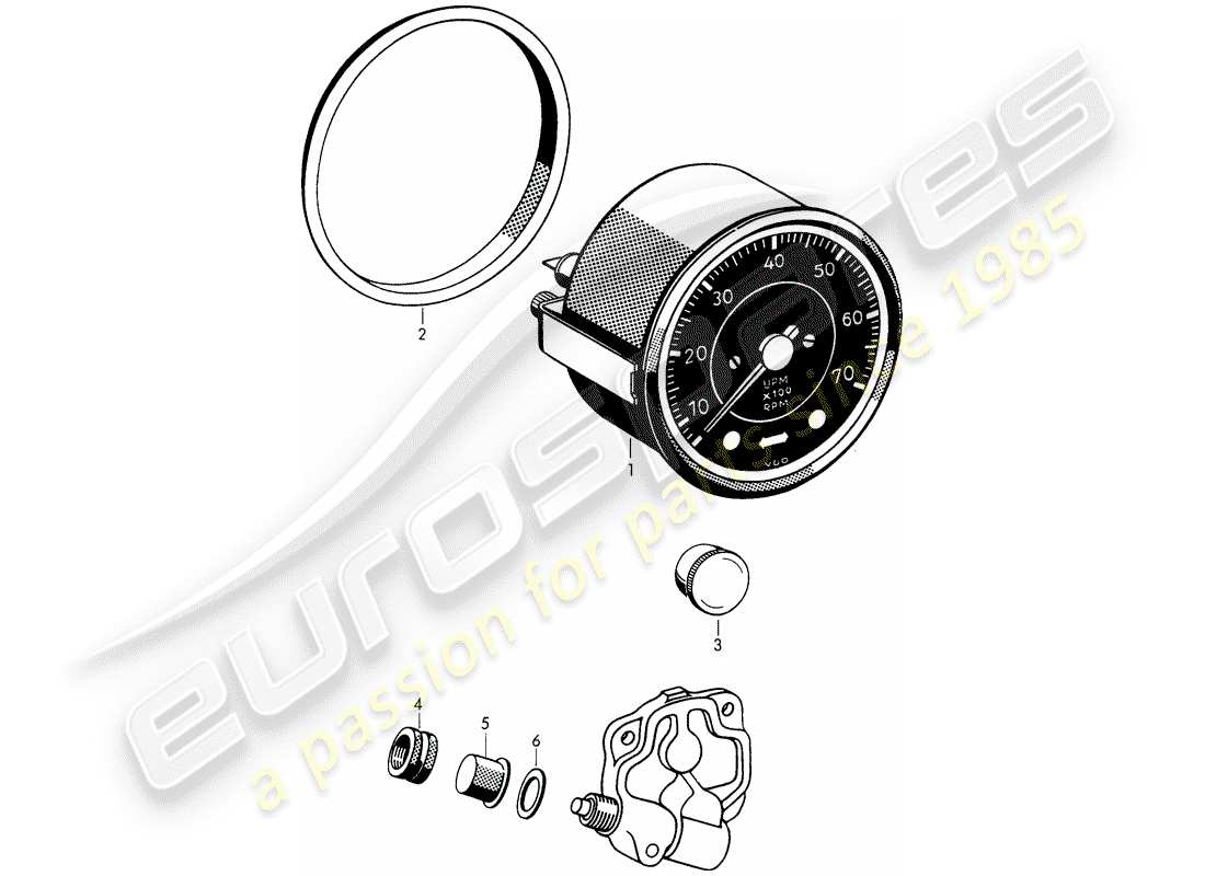 porsche 356b/356c (1960) tachometer - electric part diagram