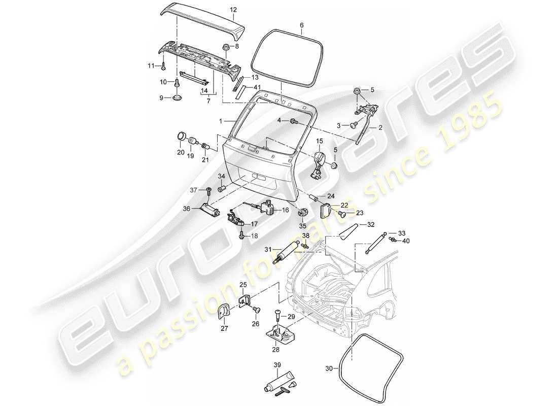 porsche cayenne (2009) rear trunk lid part diagram