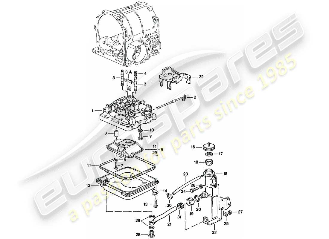 porsche 928 (1983) automatic transmission - valve body - d - mj 1983>> - mj 1983 part diagram