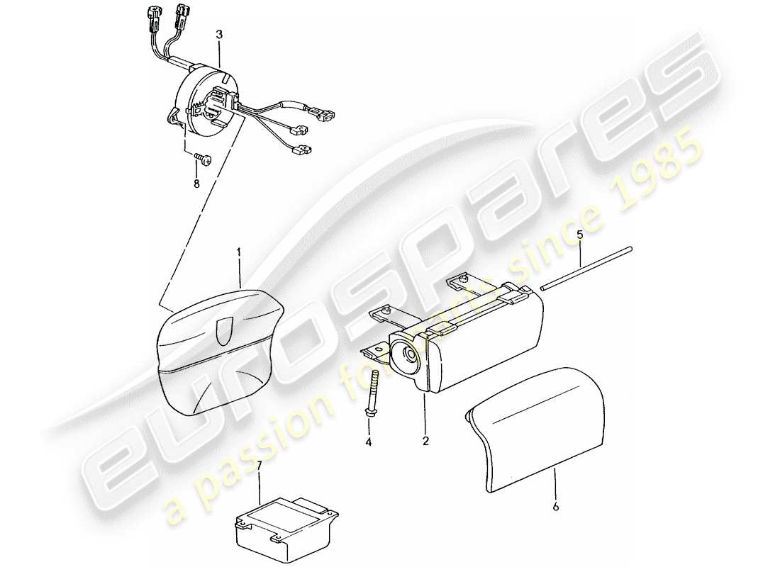 porsche 996 gt3 (2001) airbag part diagram