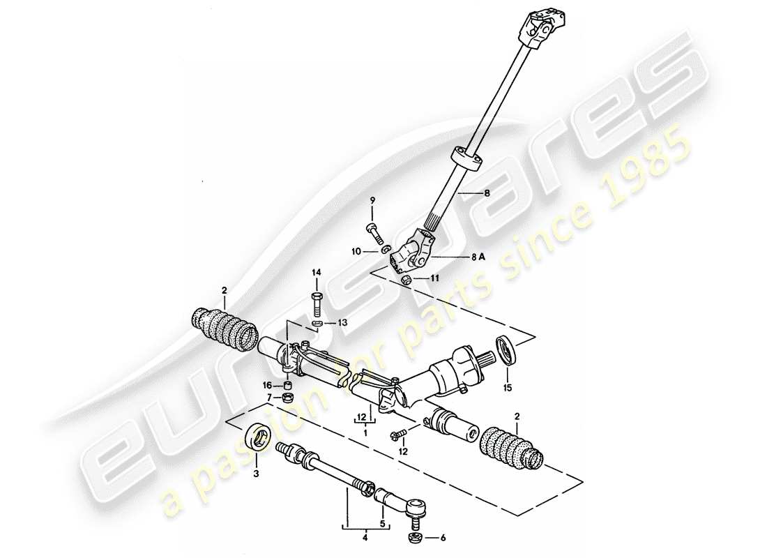 porsche 928 (1992) steering gear - steering track rod parts diagram