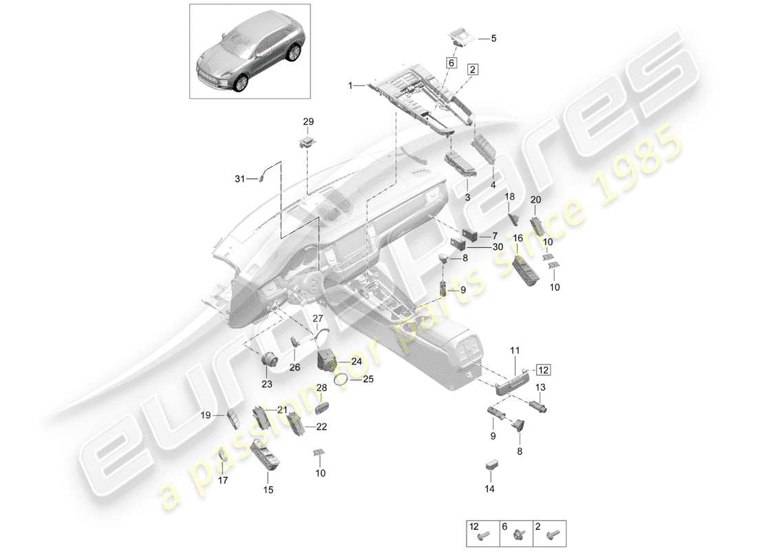 porsche macan (2020) switch part diagram