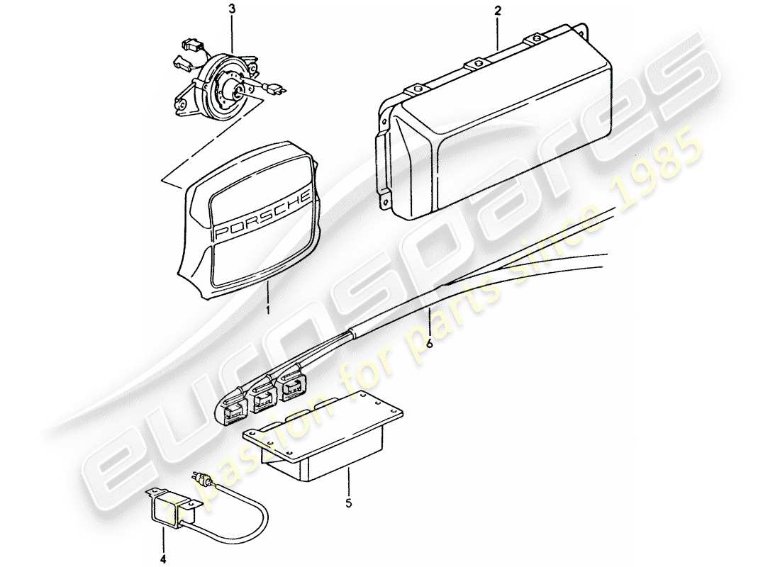 porsche 928 (1995) airbag - airbag unit - switch unit part diagram