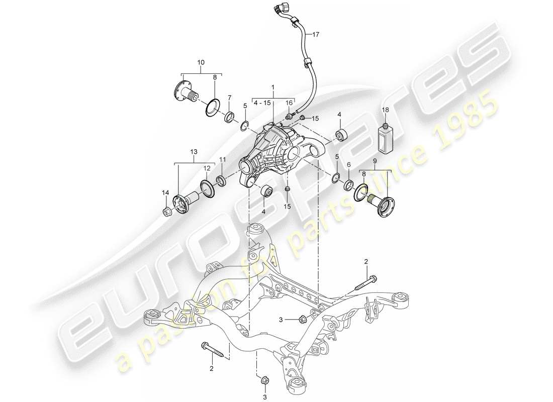 porsche cayenne (2007) rear axle differential parts diagram