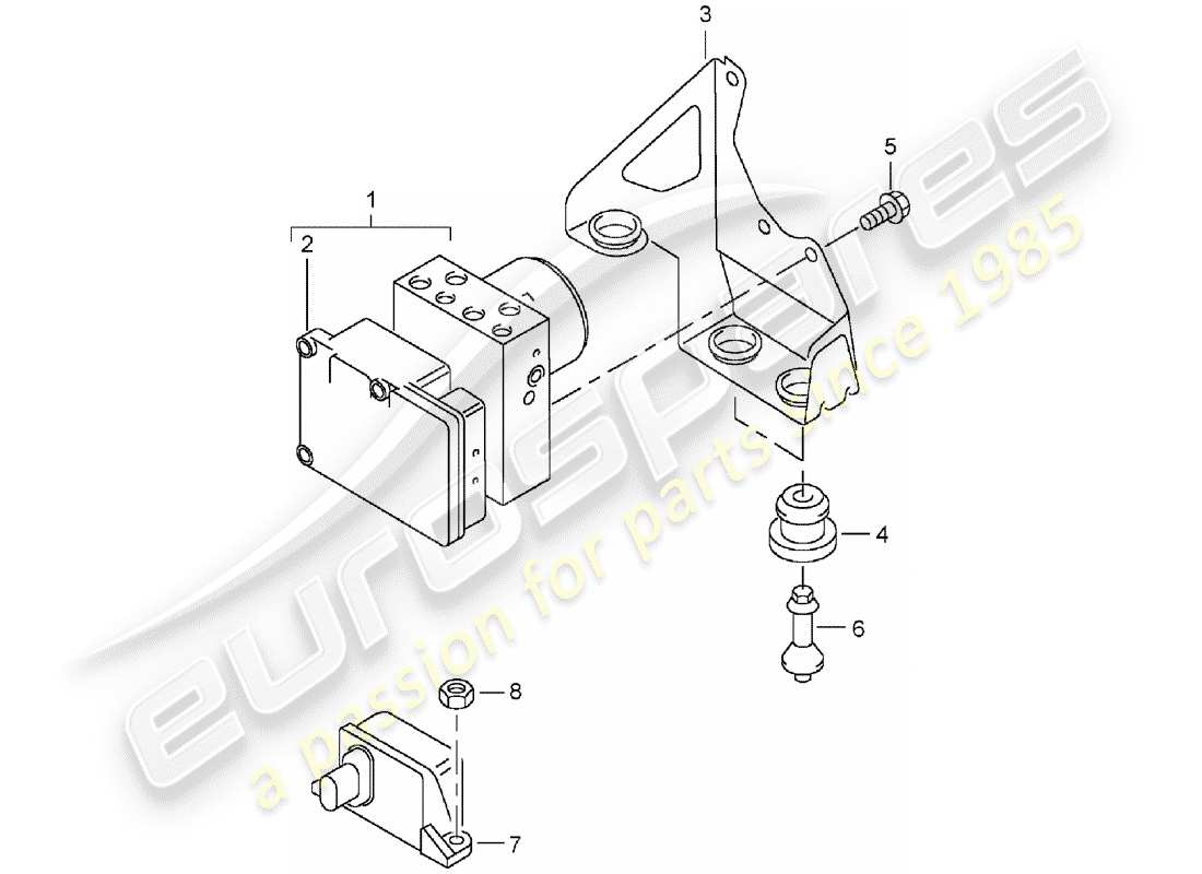 porsche cayenne (2004) hydraulic unit parts diagram