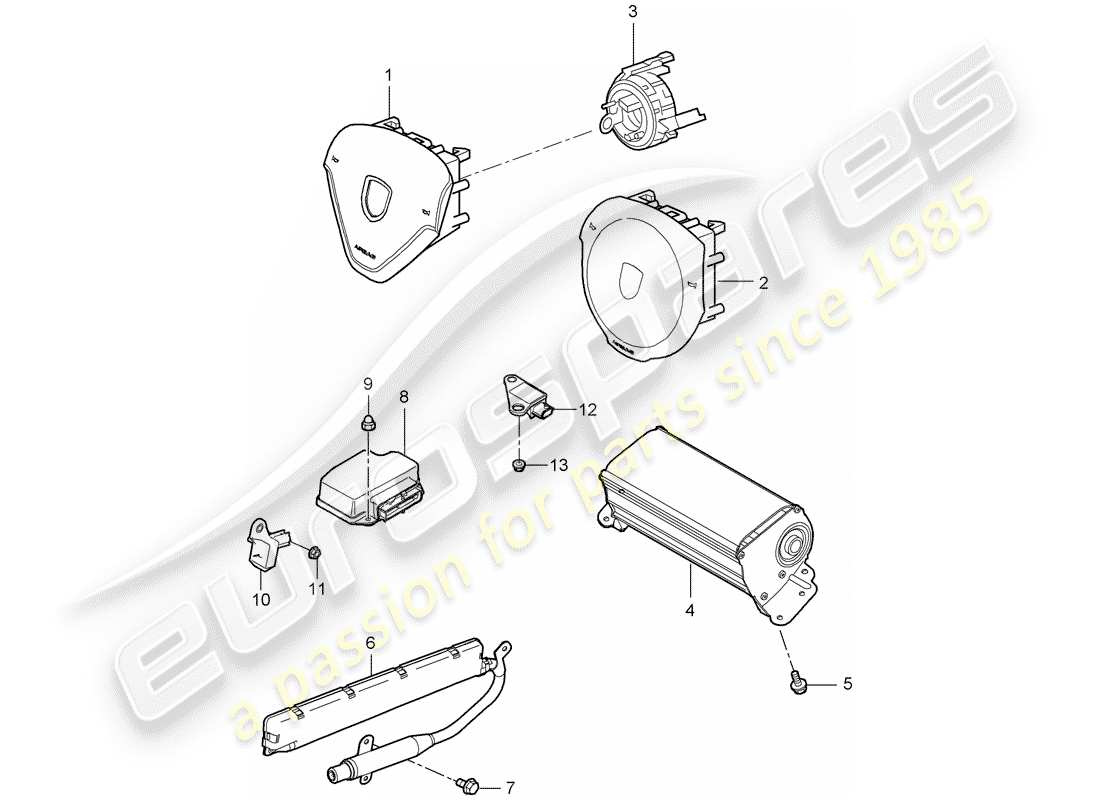 porsche cayman 987 (2006) airbag part diagram