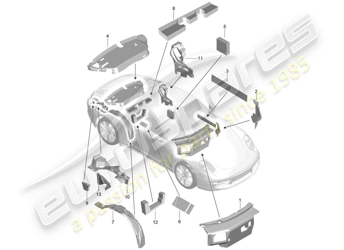 porsche 991 (2016) body shell parts diagram