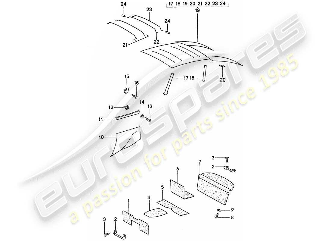 porsche 1975 (911) lining parts diagram