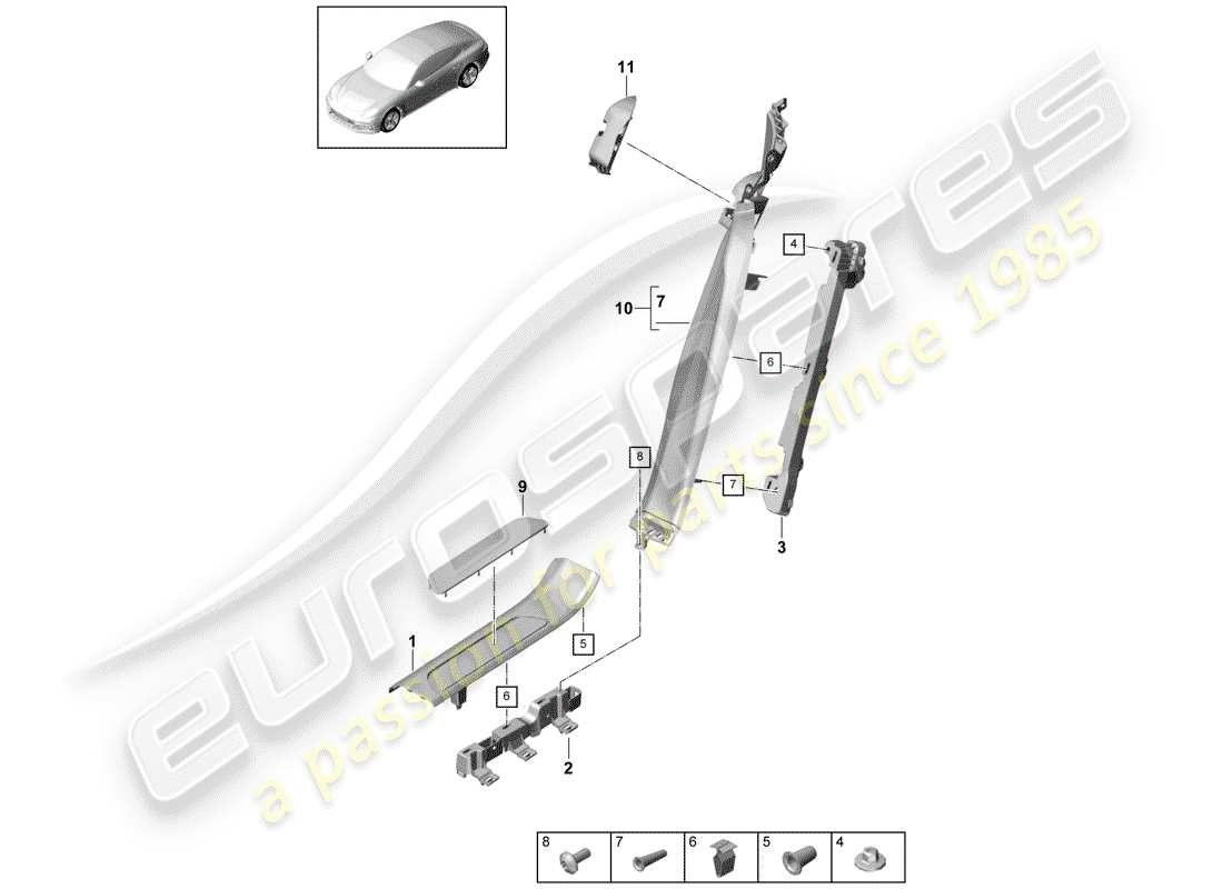 porsche panamera 971 (2019) sill panel trim parts diagram