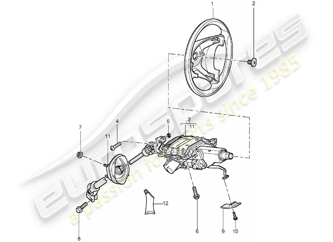 porsche cayenne (2005) steering wheel part diagram