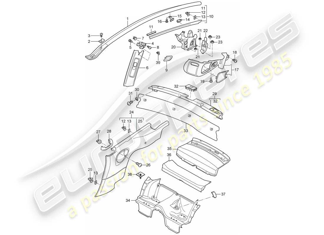 porsche 997 gen. 2 (2012) trims parts diagram