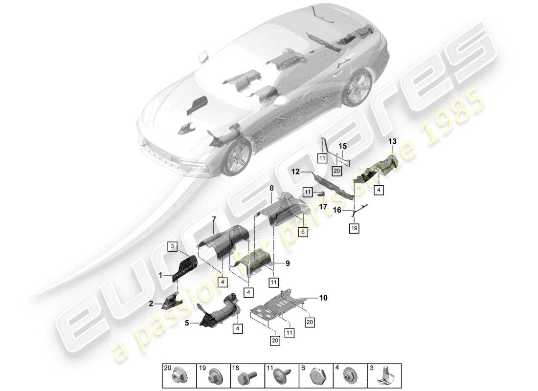 porsche panamera 971 (2019) trims parts diagram