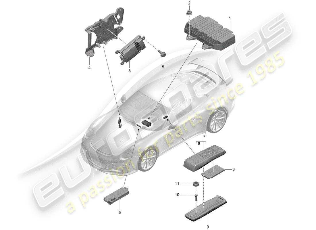 porsche 991r/gt3/rs (2020) amplifier parts diagram