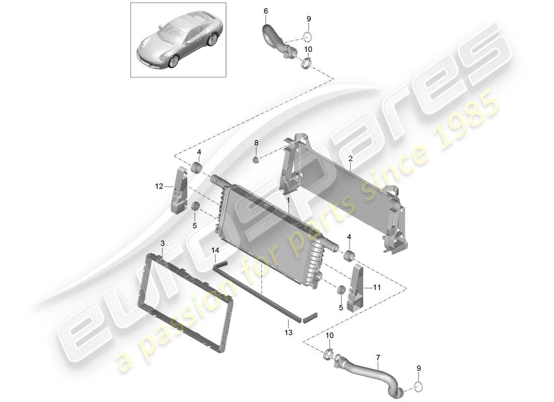 porsche 991 gen. 2 (2019) radiator part diagram