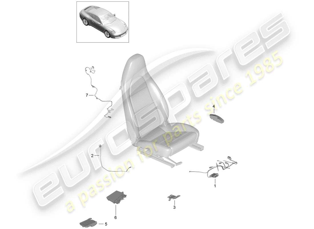 porsche 991 gen. 2 (2019) wiring harnesses part diagram