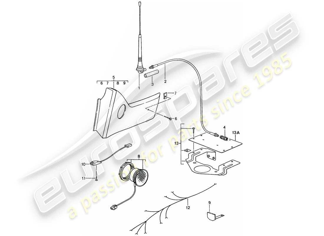 porsche 993 (1996) phone preparation part diagram